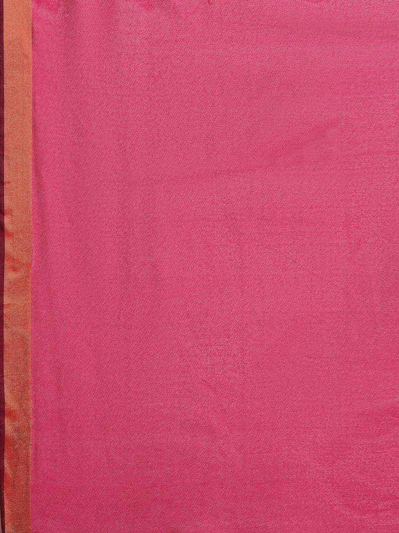 pink chanderi printed   saree with  blouse