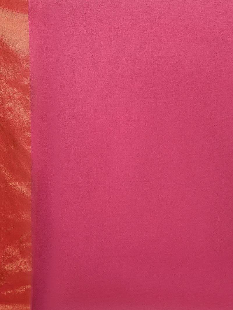 pink chanderi printed   saree with  blouse