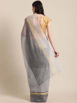 grey pure polycotton printed   saree with  blouse 2