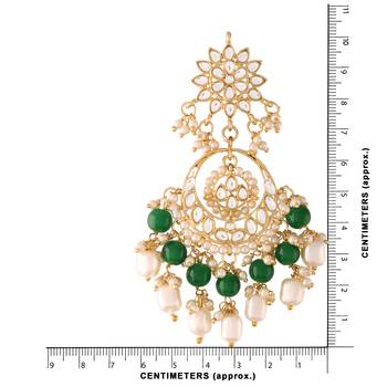 Traditional Handcrafted Pearl Kundan Beaded Chandbali Earrings for Women/Girls  4