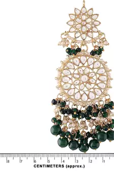 Green kundan Yellow Gold Alloy Earrings