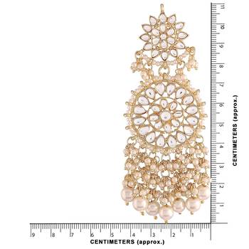 White kundan Yellow Gold Alloy Earrings 5