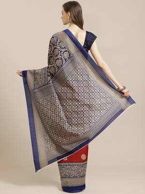 red chanderi silk woven   saree with  blouse 2