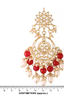 Traditional Handcrafted Pearl Kundan Beaded Chandbali Earrings for Women/Girls 