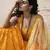 Mustard digital print organza semi stitched lehenga