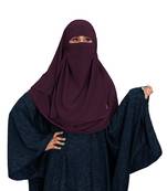 Women Islamic Plain Instant Hijab + Niqab Style Bubble Georgette Veil Scarf 