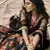 Black Floral digital printed organza semi stitched lehenga