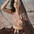 Brown Floral Digital printed organza semi stitched lehenga