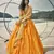 Mustard digital print organza semi stitched lehenga