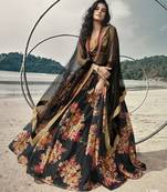 Mesmerizing Black Floral digital printed organza designer floral Lehenga choli