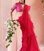 Pink Organza Designer Lehenga Saree