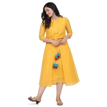 Orange silk Embroidered Stitched  Kurta 1