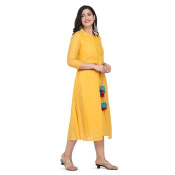 Orange silk Embroidered Stitched  Kurta 3