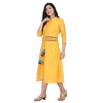 Orange silk Embroidered Stitched  Kurta 4