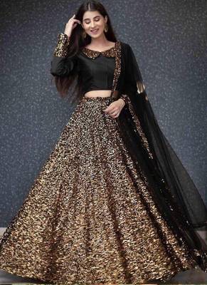 Brown Viscose Velvet Lehenga Choli 1