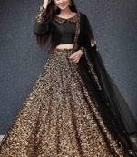 Brown Viscose Velvet Lehenga Choli