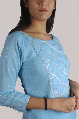 Turquiose woven cotton kurtis 3