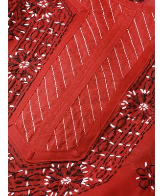 Ada Hand Embroidered Red Cotton Lucknowi Chikan Women Kurti - A327819 2