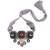 Trendy Red Green And Grey Necklace Set