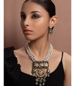 Chic Green Red And Gold Necklace Set