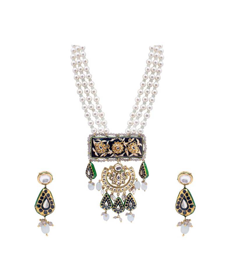 Chic Green Red And Gold Necklace Set