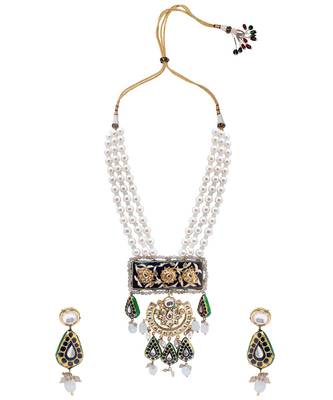 Chic Green Red And Gold Necklace Set 3