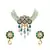 Green kundan Yellow Gold Brass   Necklace &  Pair of Earring