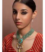 Elegant Green Turquoise And Yellow Necklace Set