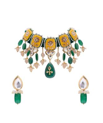 Beautiul Ocre And Green Necklace Set 2