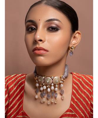 Elite Grey And Pink Necklace Set 1