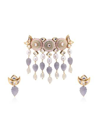 Elite Grey And Pink Necklace Set 2
