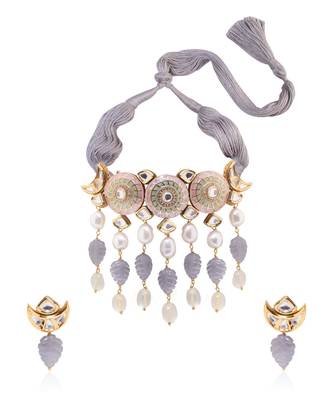 Elite Grey And Pink Necklace Set 3