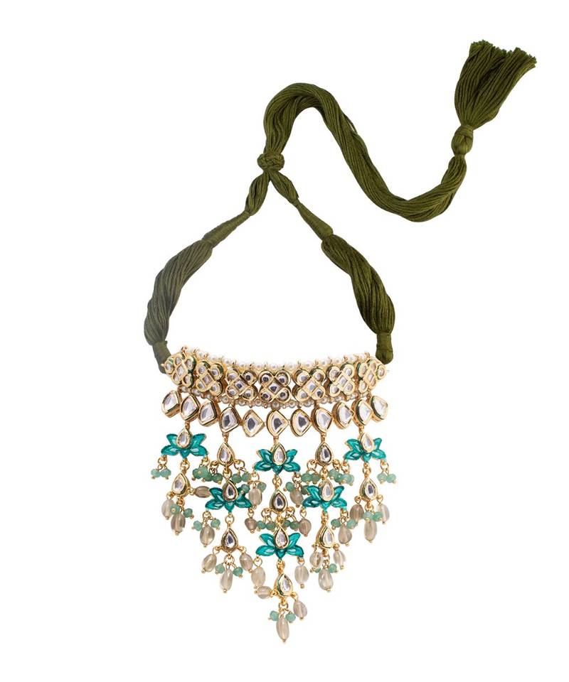 Beautiful Green And White Necklace Set