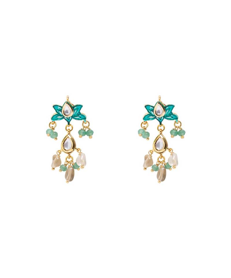 Beautiful Green And White Necklace Set