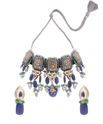 Chic Grey And Green Necklace Set 3