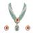 Green kundan Yellow Gold Brass   Necklace &  Pair of Earring