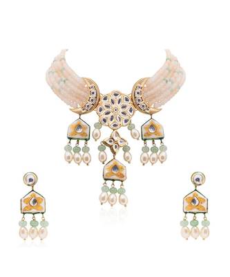 Sensational Cream And Green Necklace Set 2