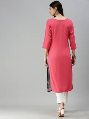Dark Grey Crepe Printed Straight Kurta  2