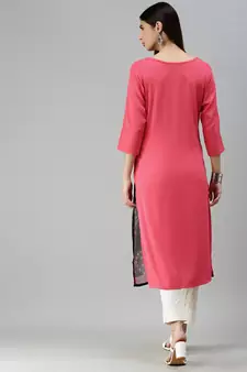 Dark Grey Crepe Printed Straight Kurta 