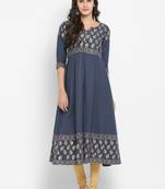 G COLLECTION Grey printed cotton kurtis