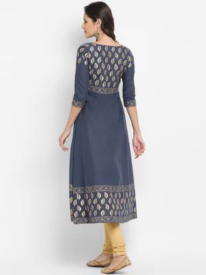 G COLLECTION Grey printed cotton kurtis 3