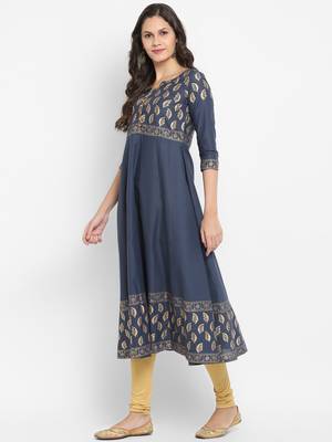 G COLLECTION Grey printed cotton kurtis 4