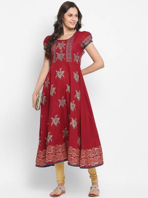  Maroon printed cotton kurtis 2