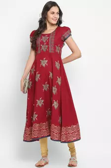  Maroon printed cotton kurtis