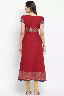  Maroon printed cotton kurtis