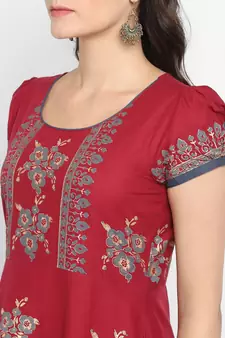  Maroon printed cotton kurtis