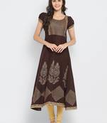G COLLECTION Brown printed cotton kurtis