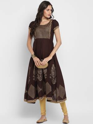  Brown printed cotton kurtis 2