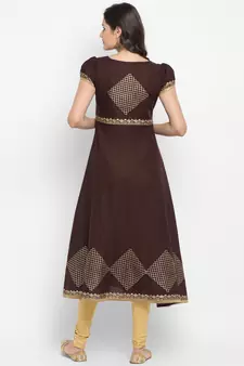  Brown printed cotton kurtis