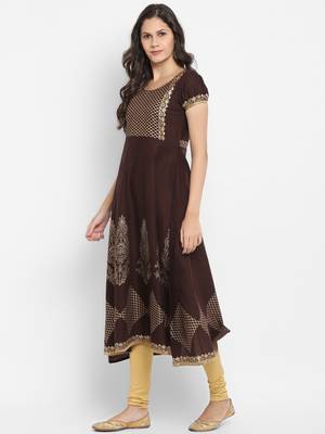  Brown printed cotton kurtis 4